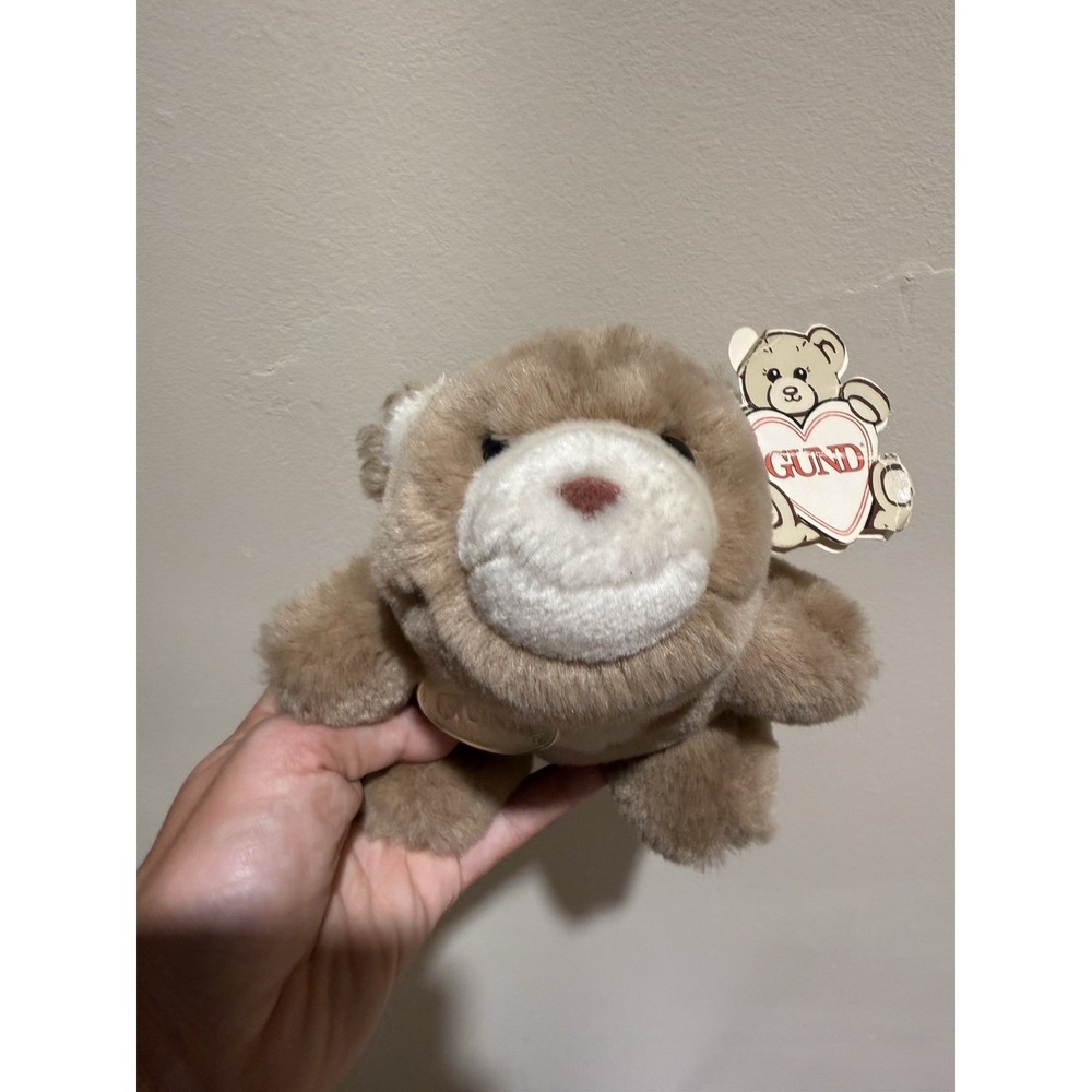 Vintage 1980s Gund Snuff Bear Plush Tan White Crescent Teddy 6" NWT Style 2147